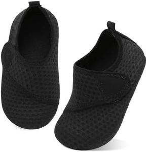 JIASUQI Toddler Water Shoes Boys Girls Quick Dry Beach Shoes Barefoot Swim Aqua Socks Kids Non-Slip Water Socks(Black,5.5-6 UK Size)
