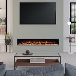 Ezee Built-In Electric Fire - 60" | 3 in 1 Celestial Flame Effect Freestanding, Recessed Wall Mounted Electric Fireplace Heater with 12 Flame Colour Options & Remote Control | Glow Range