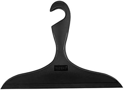 WENKO Raclette de salle de bain Loano Noire, pratique raclette de douche pour essuyer toutes les surfaces lisses telles que les miroirs, les carreaux & la douche, avec crochet pour accrocher, 23x17 cm