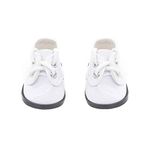 Aeromdale Doll Shoes PU Shoes with Shoelaces for 14 inch Dolls 35cm Doll Accessories Toys - White - 1 Pair