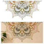 Flower Wall Stickers, Mandala Wall Decals Self Adhesive Wallpaper Decal Sticker for Walls Window Bedroom Living Room Sofa TV Background Wall Decor (Gold)