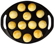 DYNAMIC COOKWARES Pre-Seasoned Naturally Nonstick Mini Paniyaram Pan | 8 Inch/20.9 cm/12 Cavity | Appe/Paddu Pan 12 Pit | 100% Pure & Toxin-Free | Induction Compatible Flat Bottom Cast Iron Tawa