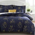 Imperial Rooms Duvet Covers Double Bed Duvet Set 3 Piece Soft Brushed Microfiber Quilt Cover Reversible Printed Bedding Sets with Pillowcases (Star Light, (200 x 200 Cm))