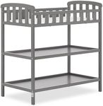 Dream On Me Emily Changing Table In Steel Grey, Comes With 1" Changing Pad, Features Two Shelves, Portable Changing Station, Made Of Sustainable New Zealand Pinewood
