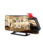 ThreeH Digital Projection Alarm Clock Radio Alarm Clock with Snooze Function 12/24H Temperature Humidity Display Mirror Display USB Charging Port