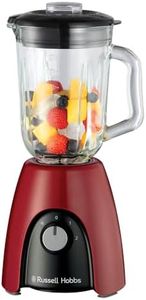 Russell Hobbs Desire 27120-56 Stand Mixer [Smoothie Maker] Blender, 1.5 L Glass Container, 2 Levels and Pulse Function, BPA-Free, Stainless Steel Knife, 850 Watt High Power, Red