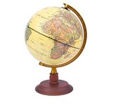 Exerz 20cm Antique Globe With a Wood Base - World Globe Rotating Vintage Decorative - Dia 20cm