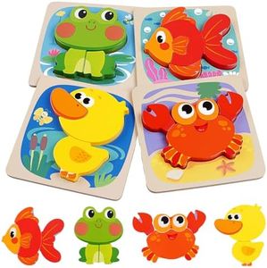 4 Pezzi Di Puzzle A Pioli In Legno Per Bambini, Puzzle Di Animali Per Bambini, Lavagna Per Puzzle Montessori, Giocattoli Educativi Per L'Apprendimento Prescolare, Bambine E Bambini