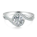 KRKC Moissanite Ring, Engagement Rings for Women, Promise Rings With 14K White Gold Plate, D Color VVS1 Simulated Diamond Wedding Bands 925 Sterling Silver Eternity Rings Diamond Rings ( 0.5 Carat, Size 7)