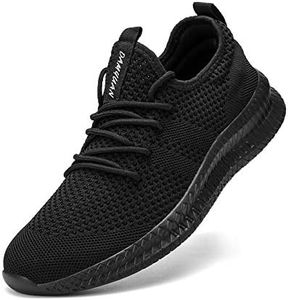 FUJEAK Women Walking Shoes Fashion Sneakers Athletic Casual Road Running Breathable WorkoutGym Tennis Lace Up Comfortable Lightweight Shoes Black