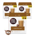 Nescafe Dolce Gusto Café Au Lait Coffee Pods (Pack of 3, Total 90 Capsules)