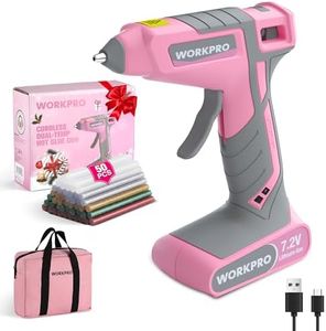 WORKPRO Cordless Hot Glue Gun, 7.2V Glue Gun with 50 Pcs Premium Mini Glue Sticks and Storage Bag, 2600mAh Type-C Rechargeable, Dual-Temp Hot Glue Gun Kit for DIY, Crafting and Arts