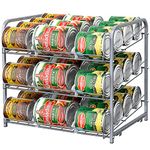 BTY Can Organizer for Pantry Stackable Can Storage Organizer Rack Stacking Can Dispenser Small Space 3 Tier Holds up to 36 Cans for Pantry, Kitchen, Cabinet- Silver