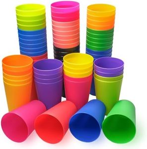 LECEHIVO 66 Pcs Kids Plastic Cups, 8.5 oz Stackable Colorful Drinking Tumblers, Reusable Plastic Cups Bulk for Kids, Toddlers, Baby, Children, and Adults (Multicolor)