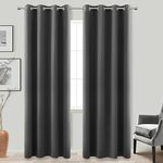 KOUFALL 100% Blackout Curtains for Bedroom 2 Panels Set Thermal Insulated Room Darkening Heavy Thick Deadening Sound Proof Curtain Window Living Doorway,52x90 Length Charcoal, Dark Gray