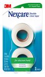 Nexcare Flexible Clear Tape, Waterproof Transparent Medical Tape, Secures Dressings and Catheter Tubing - 1 In x 10 Yds, 2 Rolls of Tape