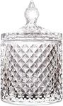 FOMQUAZLI Crystal Diamond Faceted Jar with Crystal Lid,Suitable as A Candy Dish,Cookie Tin,Biscuit Barrel,Decorative Candy Jar Sugar Bowl Mukhvas Serving Bowl 550ML