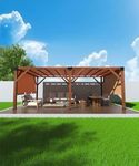 GAOMON 12 X 20 FT Wood Pergola, Solid Structure, Retractable Shade Canopy, Outdoor Wooden Pergola for Patio, Backyard, Deck, Garden