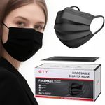 GTT 500PCS ASTM Level 3 Highly Protective 3 Layer Face Mask with Ear Loops Black(Individual Packaging)
