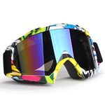 YOHOG Motorcycle Goggles Ski ATV Goggles Motocross Goggles Eye Protection Goggles Anti UV400 Dustproof Bendable Riding goggles with Adjustable Strap over Glasses for Men Women Youth Dirt Bike Goggles