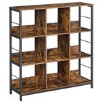 VASAGLE Bookcase, Bookshelf, Ladder Shelf 3-Tier, Display Storage Rack Shelf, for Office, Living Room, Bedroom, 33 x 100 x 103.1 cm, Industrial, Rustic Brown and Black LLS112B01