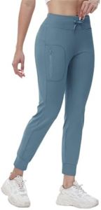TBMPOY Women's Fleece Lined Pants Hiking Water Resistant Jogger High Waisted Cargo Pockets Running Thermal Winter Warm, Blue, XX-Large