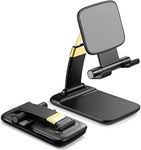 ARTMU Foldable Tablet Mobile Stand Holder Angle & Height Adjustable Desk Cell Phone Anti-Slip Compatible with Smartphones/iPad Mini/Game/Kindle/Tablet Folding Desktop Portable (4-10") inch (Black)