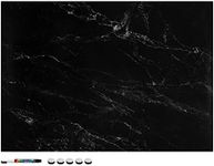 Navaris Magnetic Memo Board Whiteboard - 70 x 50 cm Dry Erase White Board with Design for Wall - Includes Marker and Magnets - Black Marble