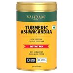 VAHDAM, Golden Milk Powder/Turmeric Ashwagandha Latte Mix (40 Cups) 3.53oz/100g | Caffeine-Free, Non GMO, Gluten Free | Brew Hot/Iced Tea Or Turmeric Latte