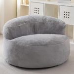 BYBYME Bean Bag Chairs for Adults, Giant Bean Bag Sofa Chair with Pocket, Faux Fur Bean Bag Couch with Filler, Large Big Lazy Sofa Accent Chair Floor Chair for Living Room, Bedroom, Dorm Room