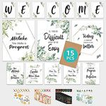 Decorably Welcome Posters for Classroom - 15 Greenery Classroom Decor Eucalyptus Theme, 11x14in Eucalyptus Classroom Decor, Eucalyptus Classroom Theme, Classroom Greenery Decor, Welcome Classroom Decor