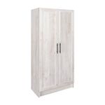 Elite Accent Cabinet with Panel Doors, Rustic White Storage Cabinet, Bathroom Cabinet, Pantry Cabinet with 3 Shelves 16.5" D x 32" W x 65" H, ASCR-1001-1