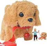 HOWADE Toy Dogs for Kids, My Realistic Robot Puppy Electronic Walking Dog Toy-Walking, Barking, Wagging Tail Stuffed Musical Pet Interactive Plush Toys for 2-8 Year Old Boys Girls Presents (Brown)