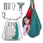 CalmRain Sensory Swing - Double Layer Reversible Red & Green Cuddle Swing, Therapy Hammock Swing Ideal for Autism, ADHD, Aspergers - Calming Kids Sensory Swing - Indoor Swing - Hardware Include