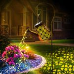 Solar Watering Can Lights Outdoor Garden Ornament Lamp Waterproof Hanging 90 LED String Lights with Hook, Retro Metal Solar Lantern for Table Patio Yard Pathway Walkway