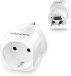 LENCENT EU to UK Plug Adapter, Europe Schuko 2 Pin to 3 Pin UK Travel Adaptor, European Euro to British Adapter- 1 Pack, White