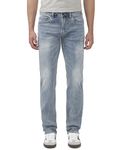 Buffalo David Bitton Men's Straight Six Jeans, Whiskered and Contrasted Indigo, 36W x 32L