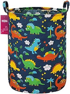 INGHUA Laundry Hamper Large Canvas Fabric Lightweight Storage Basket/Toy Organizer/Dirty Clothes Collapsible Waterproof for College Dorms, Boys and Girls Bedroom,Bathroom (Forest Dinosaurs)