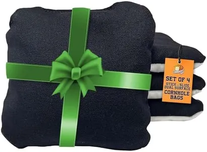Cornhole365 Stick & Slide Cornhole Bags - 6"x6" Premium Plastic Resin Filled, Dual-Sided Canvas & Suede Cornhole Bean Bags for Sports Competition - Professional Cornhole Bags Set of 4 (Black)