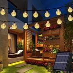 Useber Solar Garden Lights, 24Ft 50 LED Solar String Lights Waterproof Crystal Globe Indoor/Outdoor Fairy Lights Decorative Lights for Home,Garden,Party,Camping,Christmas,Festival (Warm White)