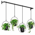 Mutool Hanging Planter Pots for Indoor Herb Garden, 4 Pack Garden Hanging Basket Kit with Melamine Planters, Hanging Rope & Modern Wall and Ceiling Hanging Plant Holder, Black