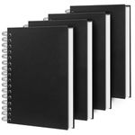 Ouzoustate Lined Spiral Notebook A4 Large Black Journal 8.5" x 11"-4 Pack 7mm College Ruled Hardcover Notebooks 160 Pages 100GSM Thick Paper for Note Taking School Office Supplies