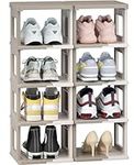 HAIXIN Shoe Rack 10 Tier - Foldable Shoe Storage and Organisation for Entryway, Assembly-free Shoe Shelf, Space-Saving Shoe Stand, Small Shoe Cabinet for Closet Hallway Dorm (Milky White and Brown)