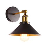 LEDSone Industrial Metal Wall Sconce Black Antique 240 Degree Adjustable Industrial Wall Light for Restaurants Galleries Aisle Kitchen Room Doorway Living Room