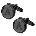 Morfetto Initial Black Cufflinks for Men Black Cuff Links Personalized Copper Cufflinks Letter Cufflinks Gift for Groom Husband Father Boyfriend Letter A