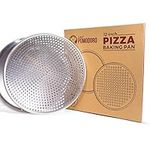 Chef Pomodoro Pizza Pans, 12" Perforated & 12" Flat Nonstick Pizza Tray Bundle, Carbon Steel, Pizza Pan with Holes, 12-Inch, 2-Piece Set, Bakeware Pizza Pan