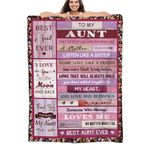 Aunt Gifts, Aunt Blanket 50x60 Inch Throw Blanket Auntie Gift from Niece Cozy Flannel Blankets for Aunt, Christmas Birthday Gifts from Niece and Nephew to Aunt