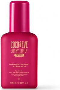 Coco & Eve Tan Boosting Anti-Aging Body Oil SPF45 - Tanning Accelerator Pump, UVA UVB Sun Protection | Moisturizing Outdoor Bronzing Enhancer with Natural Ingredients, Antioxidants (5.07 Fl Oz)