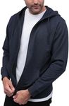 INTO THE AM Zip Up Hoodies for Men - Casual Lightweight Fleece Slim Fit Plain Zipper Sweatshirt (Navy, Medium)