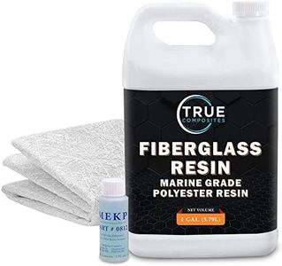 True Composites Fiberglass Polyester Resin-Marine Grade Repair Kit-(1 Gallon, 2oz Hardener) & Fiberglass Chopped Strand Mat (0.75oz x38' Wide x10 Yards-30 feet) Clear Coating, Bonding, Crack Filling